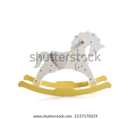 Wooden toy horse on white background