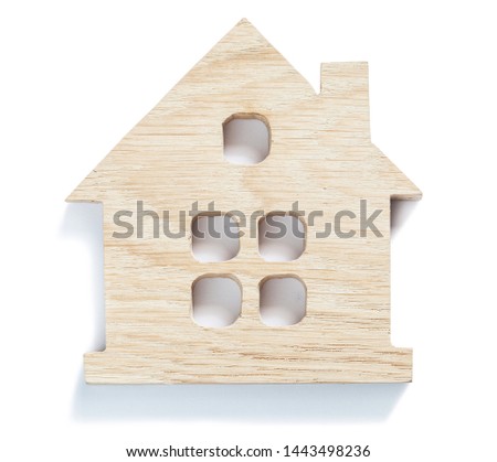 wooden toys wood symbol of house isolated on white background