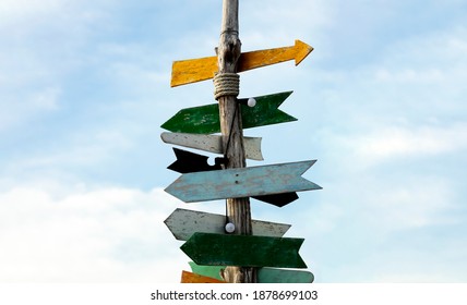Wooden Traditonal Direction Sign, Crossroad Signpost