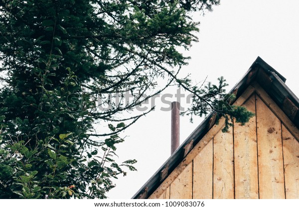 Wooden Travel House Pipe Summer Forest Royalty Free Stock Image