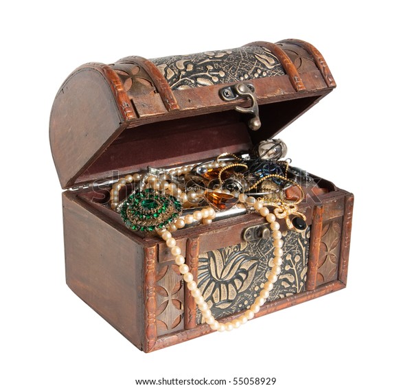 Wooden Treasure Chest Valuables Isolated Over Stock Photo 55058929 ...