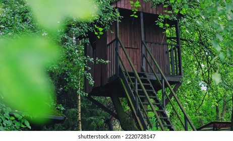 Wooden Treehouse Build For Kids In Garden