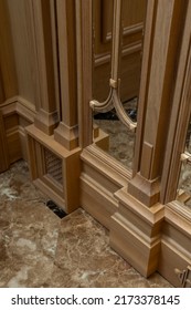 Wooden Trim With Moldings In A Stylish Interior, Close-up Element