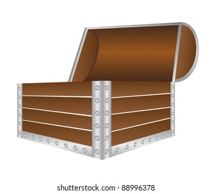 wooden trunk with metallic edge over white background. vector - Shutterstock ID 88996378