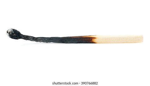 Wooden used burnt match isolated over the white background