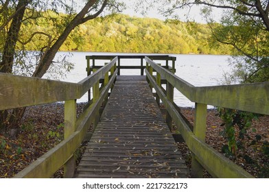 Wooden Viewing Platform Beside Ruislip Lido In Ruislip Woods, Ruislip, London, UK.