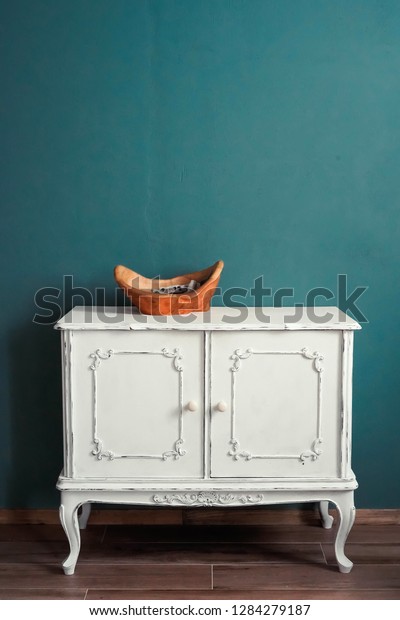 Wooden Vintage Dresser Ancient White Commode Royalty Free Stock