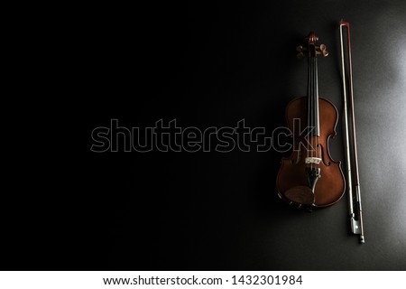 Wooden violin - violin instrument with violin bow