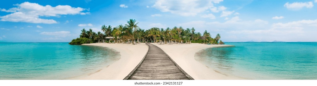 Wooden walkway to the island
