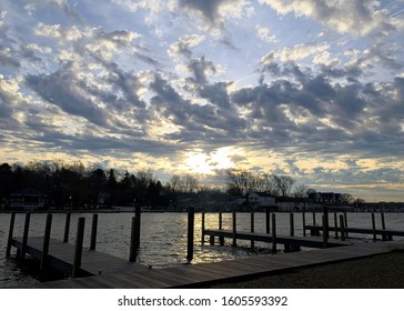 Wooden Walkway Overlooking Scenic Oval Beach On Lake Michigan