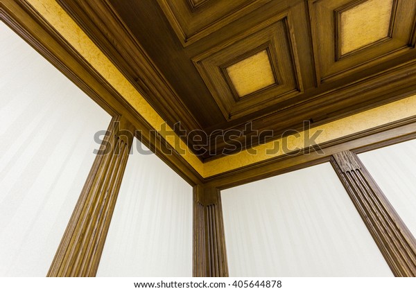 Wooden Wall Ceiling Finishes Stock Photo Edit Now 405644878