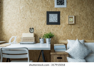 Wooden Wall In Designed Teen Girl Room 