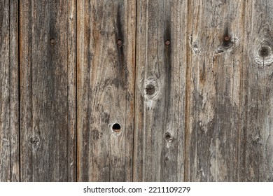 Wooden Wall From Old Boards With Knots And Rusty Nails, Wall Panel, Natural Background Vertical Wood Panel