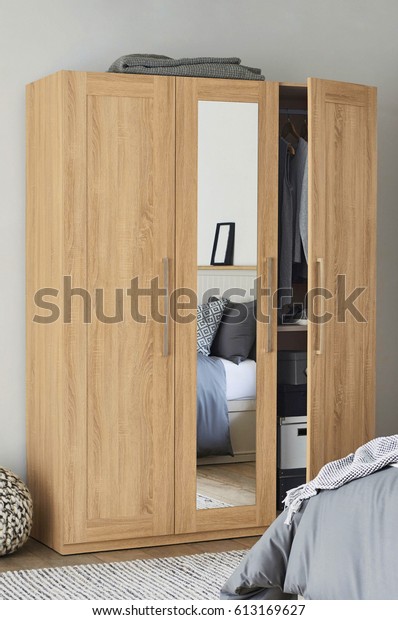 Wooden Wardrobe Made Beech Wood Wooden Stock Photo Edit Now