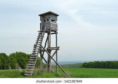 wooden watch tower for hunters, wooden structure, Alsace, France