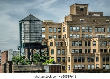 A Wooden Water Tower In New York City.