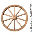 Wooden wheel isolated on white background