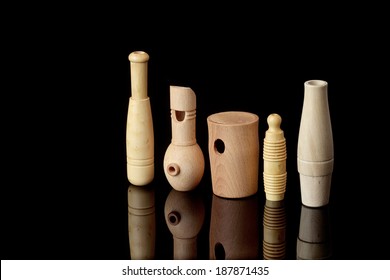 wooden whistles for calling ducks and other birds on the hunt.