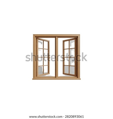 Wooden window frame with diamond pattern glass panes, natural wood finish, white background
