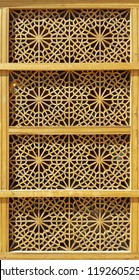 Wooden Window In Golden Arabesque Style