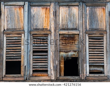 Wooden window. Horror concept.