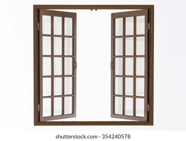 Wooden Window Isolated On White