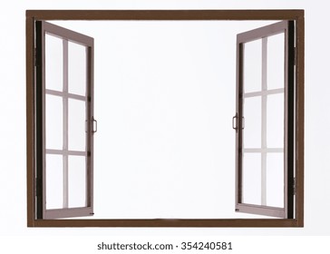 Wooden Window Isolated On White