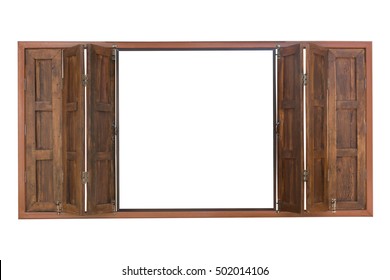 Wooden Window Isolated On White