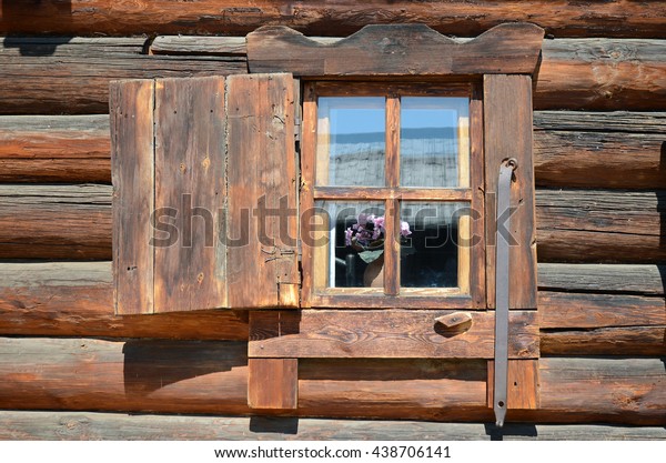 Wooden Window Shutter Old Log House Stock Photo Edit Now 438706141