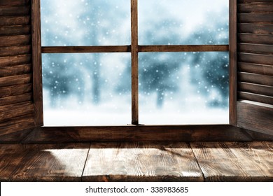 wooden window sill and winter sill  