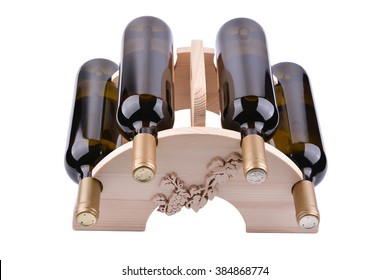 Wooden Wine Rack Isolated On White 