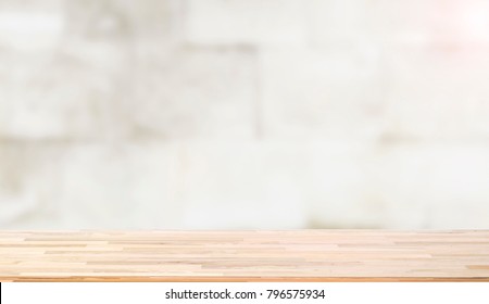 Wooden Worktop On Blur Background