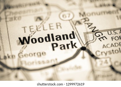 Woodland Park. Colorado. USA On A Map