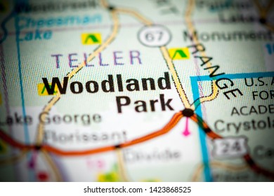 Woodland Park. Colorado. USA On A Map