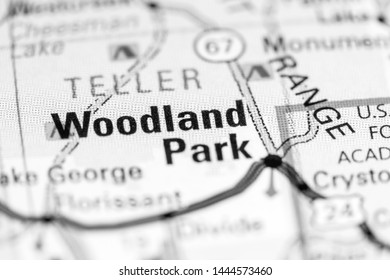 Woodland Park. Colorado. USA On A Map