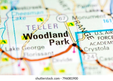 Woodland Park. Colorado. USA On A Map