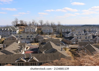 Woodland Park, New Jersey, USA- February 26, 2022: View Of The Four Seasons Great Notch Condominium Complex