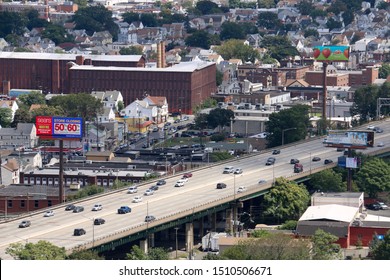 Woodland Park, NJ - August 25 2019: Aerial View Of Interstate 80 From Garret Mountain Reservation