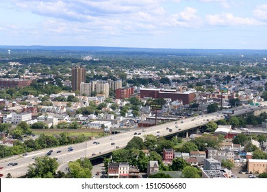 Woodland Park, NJ - August 25 2019: Aerial View Of Interstate 80 From Garret Mountain Reservation