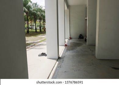 Woodlands / Singapore - April 22nd 2019: Foreign Workers Are Taking A Nap During Break Time At The Void Deck.