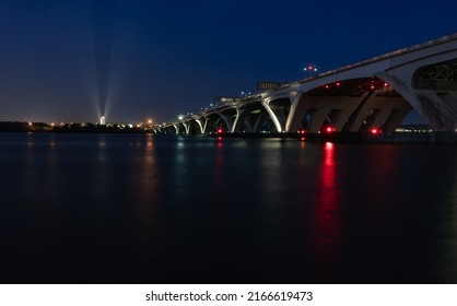 Woodrow Wilson Bridge At Night Time