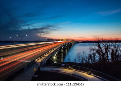 Woodrow Wilson Bridge At Sunset