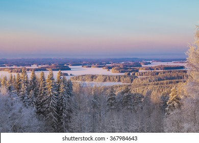 Woods And Lakes In Finland