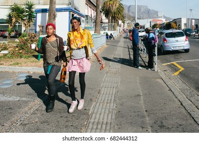 WOODSTOCK, CAPE TOWN - JULY 1, 2017: Unidentified Women And Men, People Walking On The Street. City Life In South Africa, Cape Town