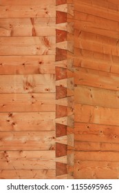 Woodwork - Through Dovetail Or Plain Dovetail Detail On A Wood Wall