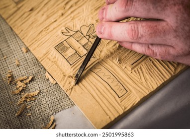 Woodworking wood carving close up hands - Powered by Shutterstock