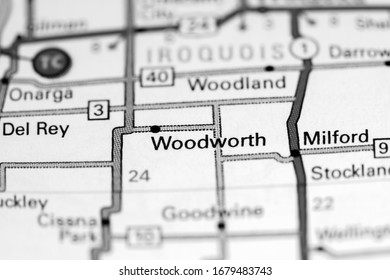 Woodworth. Illinois. USA on a map