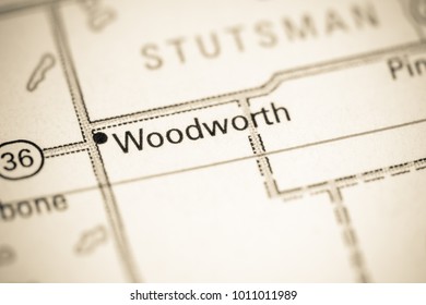 Woodworth. North Dakota. USA on a map.