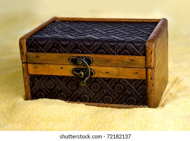 Wooen Treasure Chest On The Beach