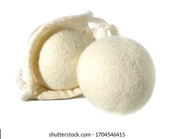 Wool Dryer Balls Isolate On White Background